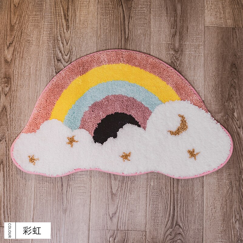 Cartoon tapijt toilet lang pluche warm tapijt waterabsorptie antislip corgi wolk regenboog mat tapijt slaapkamer kinderkamer matten: Stijl 2