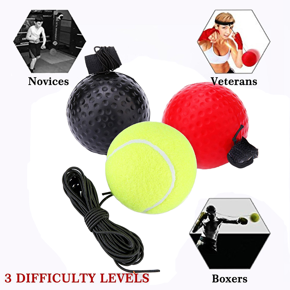 Pelota de boxeo de velocidad para reflejos, pelotas de goma para entrenamiento de reacción de agilidad con banda para el sudor, accesorios para equipos de Fitness