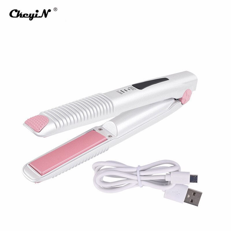 Draagbare usb-oplaadbare mini-stijltang, krultang, draadloze stijltang, haarstylingtools, chapinha-golf: Wit