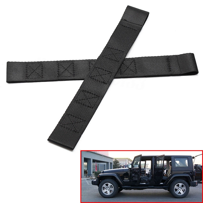 2pcs Car Door Straps Tough Nylon Webbing Adjustable Door Limiting Straps PAIR fit for Jeep Wrangler CJ TJ YJ 1955-2006