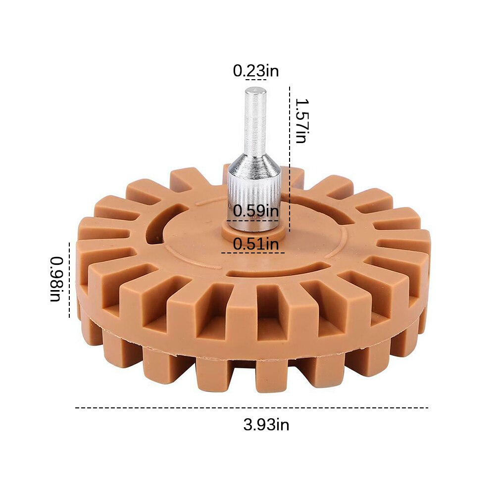 Car Sticker Remover Pneumatic Rubber Eraser Wheel Pad Rubber Disk Decal Eraser Wheel Paint Cleaner Car Polish Auxiliary Tool: Orange