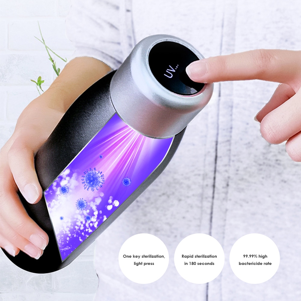 UV Disinfection Sterilizer Vacuum Water Bottle Cold Stainless Steel Thermos Thermocup Insulated Sterilizer cup bottle