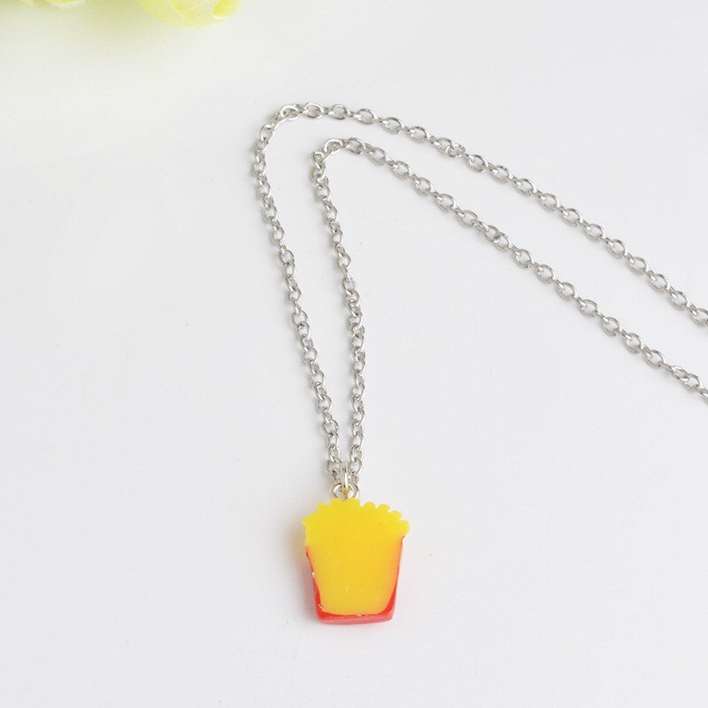 2 unids/set mejor amigo para siempre BFF Cadena de plata colgante de comida rápida collar lindo patatas fritas hamburguesa niños joyería