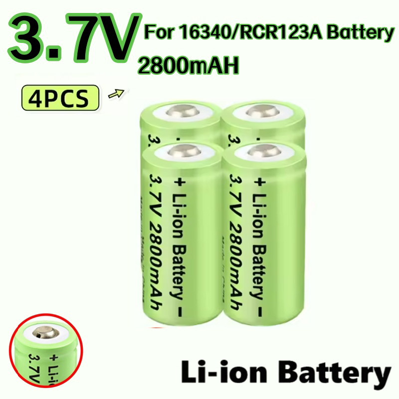 20 st. 2800 mah uppladdningsbara batterier, 3.7v litiumjonbatterier , 16340 rcr-batterier  cr123a 123 icr-batterier för led-ficklampa för resor: Grå