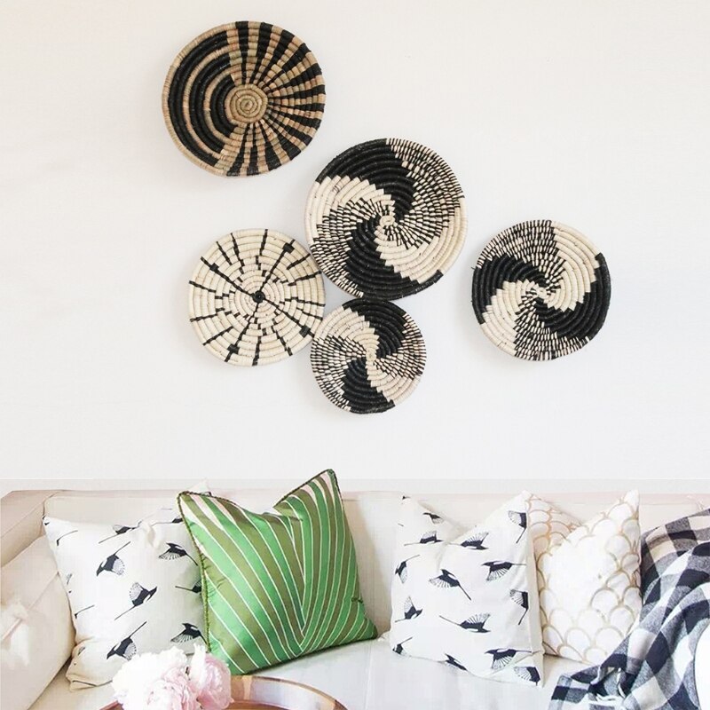 Luxury Woven Seaweed Plate Hanging Decor for Home Backdrop Decoration Plates