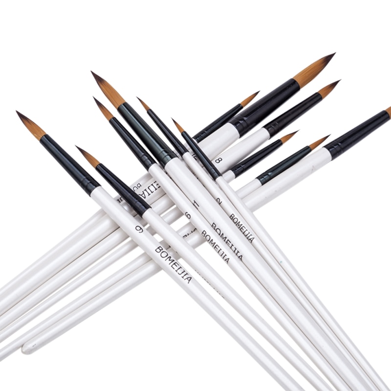 12Pcs Paint Brush Set Filbert Golden Nylon Bristle Brush for Watercolor Acrylic, Gouache, Oil and Facepaint