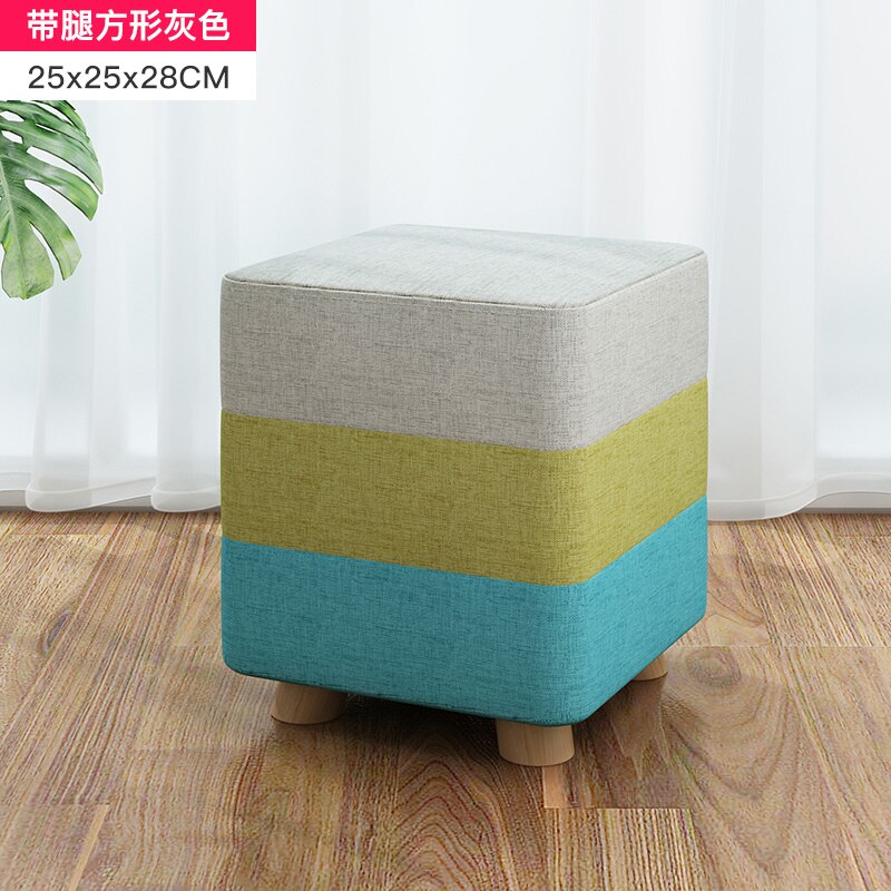 Tissus tabouret rond en bois maison adulte enfants canapé petite chaise basse poufs moderne changement chaussures banc: 2