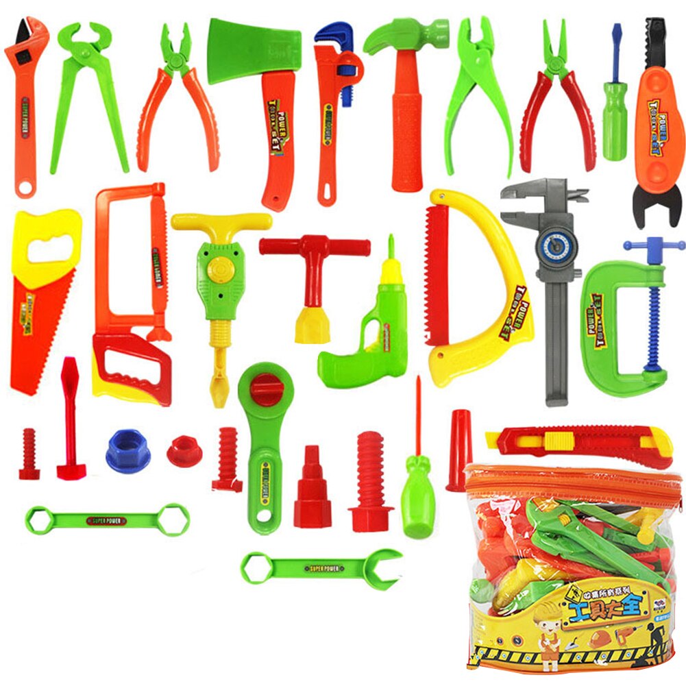 32pcs Classic Play House Random Color Kids Simulation Boy Plastic Educational Repair Tools Set