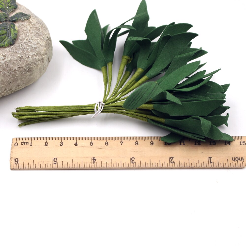 Ramo de hojas artificiales de espuma verde, accesorios decorativos para de boda, hojas de Fleurs para álbum de recortes, suministros para manualidades, 20 unids/lote