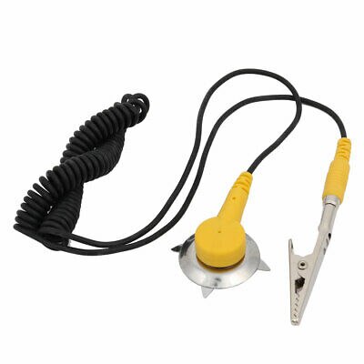 3Pcs Alligator Clip Coil Anti-static ESD Mats Grounding Point Wire Yellow Black