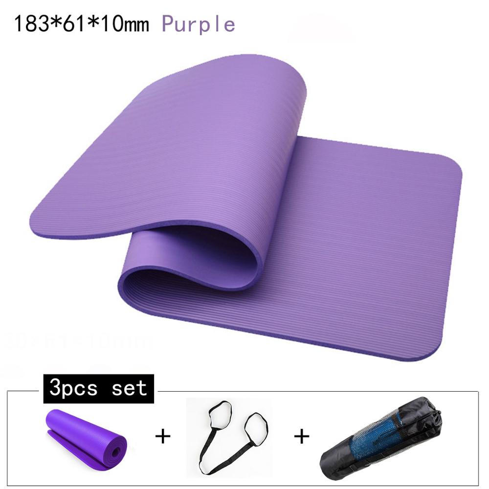 1830*610mm NBR and EVA Environmental Sports Yoga Mat For Beginner Non Slip Massage Mat Solid Color Exercise Gym Mat for Fitness: 3pcs Purple 10mm