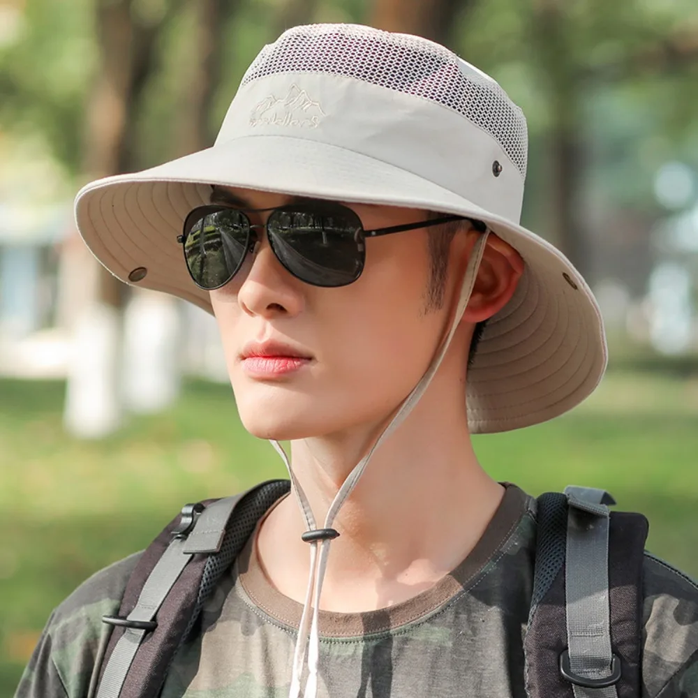 Chapeaux pour hommes et femmes Chapeau de pêche portable – Chapeau de soleil en maille respirante pour l'extérieur, la randonnée et la protection UV Léger pliable