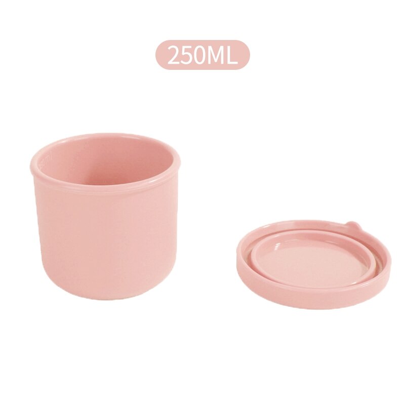 Kids Silicone Lunch Box with Lid Food Fruit Salad Fresh-Keeping Bowl Bento Box Kitchen Storage Containers Leak Proof: Pink 250ML