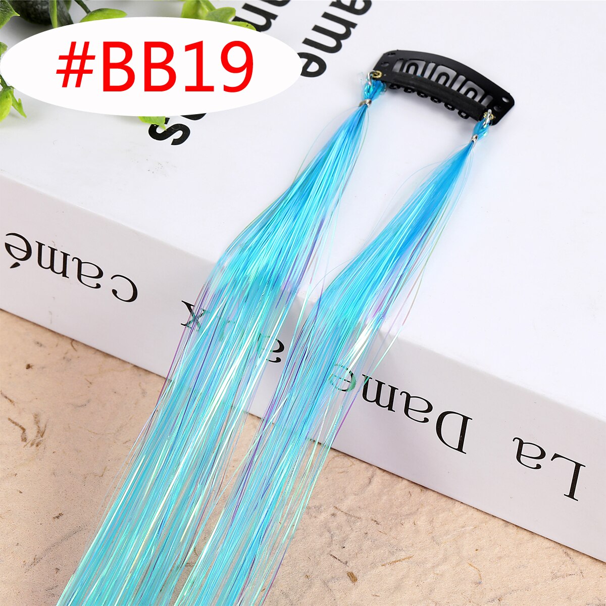 20 Colors Long Straight Hair Tinsel Bright Hair Extention Glitter Clip Hairpiece Sparkling Shiny Clip In Hair Tinsel Tools: 1pc colorBB19