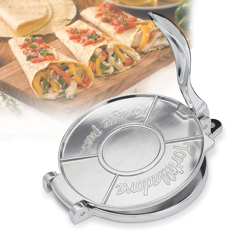 Molde de aluminio para hacer tortillas, prensa de Tortilla mexicana, plegable para el hogar, harina de maíz para hornear, herramienta para asar, accesorios de cocina