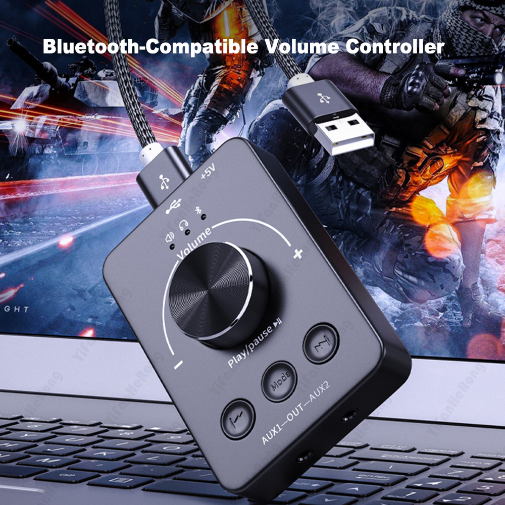 Perilla de ajuste de Control de volumen externo USB Compatible con Bluetooth 5,1 con Play Pause Skip Mute 3 modos de Control de volumen Ajuste de Audio