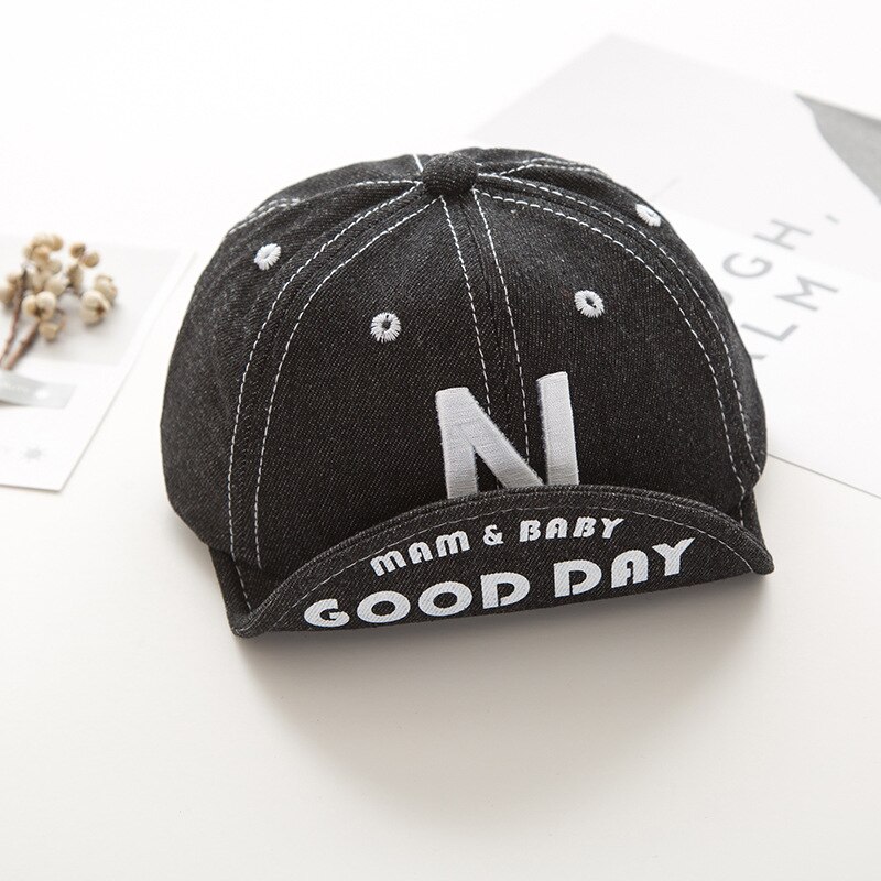 Cute Letter Baby Hat Cap Striped Denim Baseball Caps Summer Baby Boy Girl Hat Children Kids Toddler Sun Hat Caps Snapback: Letter N