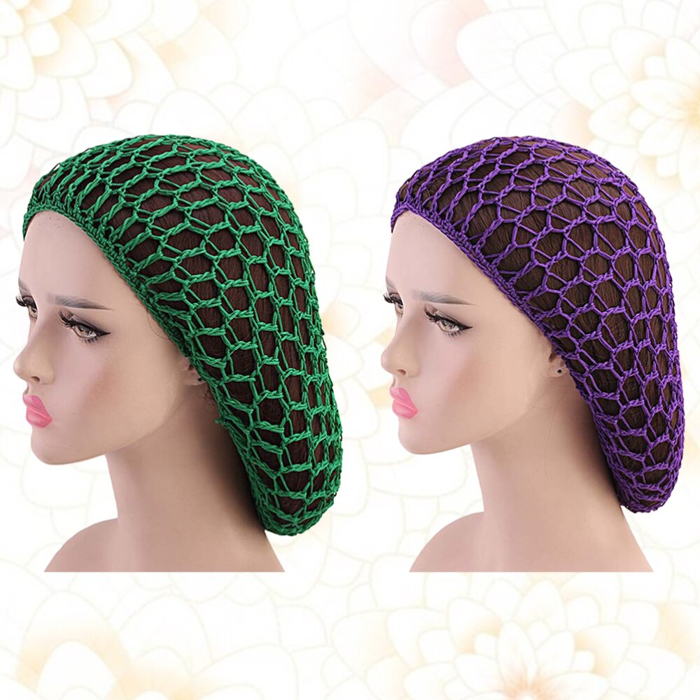 Bonnet de nuit artisanal en Crochet pour femmes, 2 pièces, chapeau de nuit Long, protection des cheveux: Picture 2