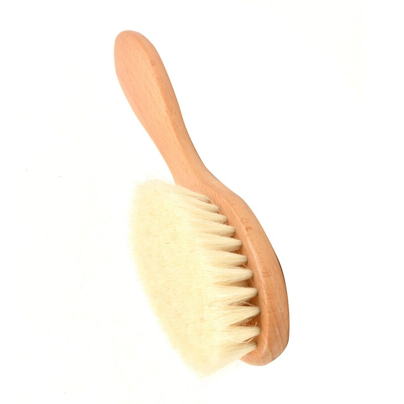 Cepillo de pelo de madera de para bebés recién nacidos y niños pequeños | Cerdas de cabra suaves naturales | Ideal para gorra de cuna | Baby Regis perfecto