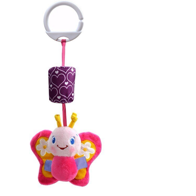 1 stk spædbørn legetøj mobil baby plys sozzy seng vindklokker rasler klokke legetøjsvogn til nyfødt: Lyserød sommerfugl