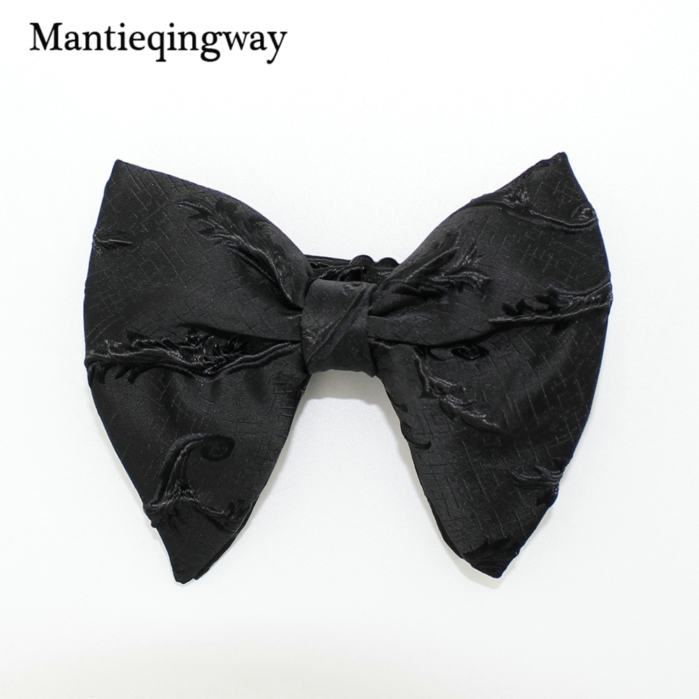 Mantieqingway, pajaritas grandes a la para mujer, hombre, novio, pajarita para boda, pajarita de poliéster, corbatas negras ajustadas para cuello