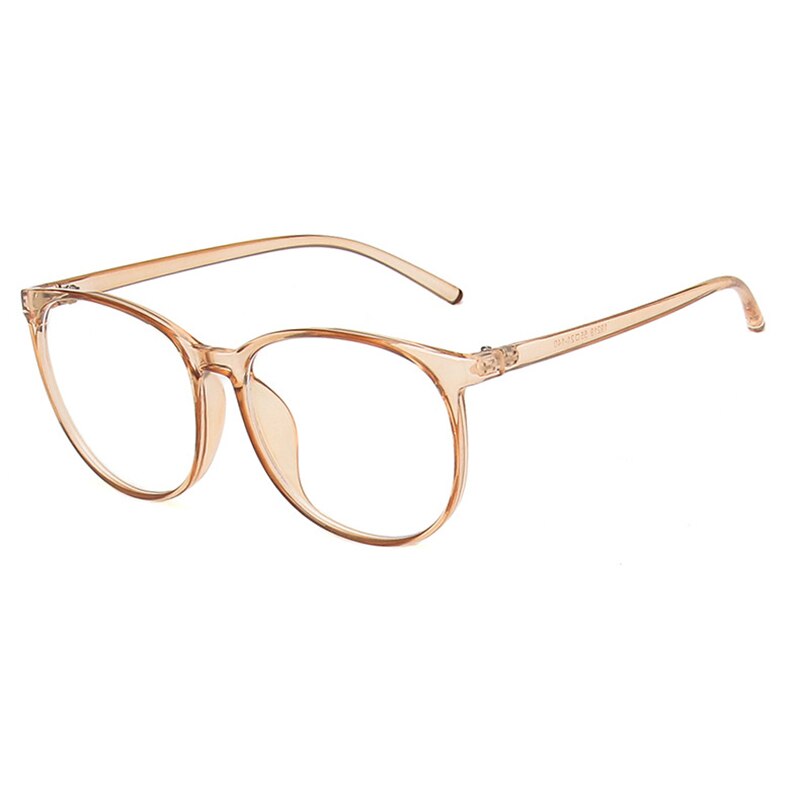 Oversized Round Horn Rimmed Eye Glasses Clear Lens Oval Frame Anti-Blue Anti Eyestrain Headache for Reading/Gaming LL@17: Tawny