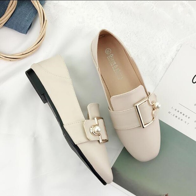 Femmes rétro talon plat chaussures à fond souple dames bouche peu profonde couleur unie chaussures décontractées bout rond chaussures plates