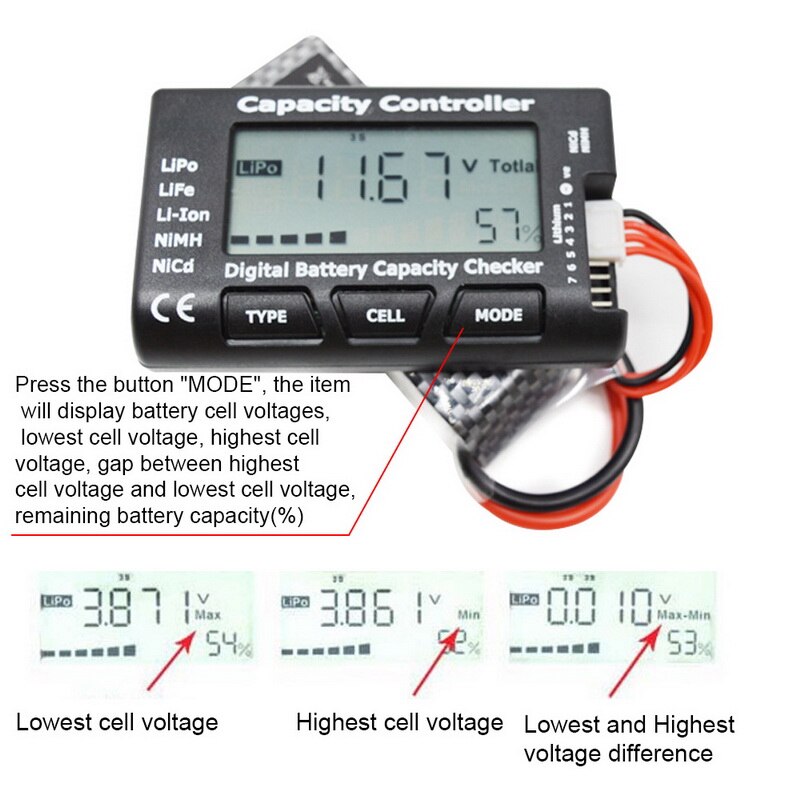 Digitale Batterij Tester Batterij Checker Controller Lcd Voor Lipo Life Li-Lon Nicd Nimh