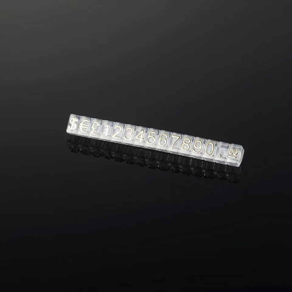 3*5mm justerbar pris kube tag til smykker pris display tæller stativ nummer brev dollar pris blok kit til detailbutik: Klare guldcifre