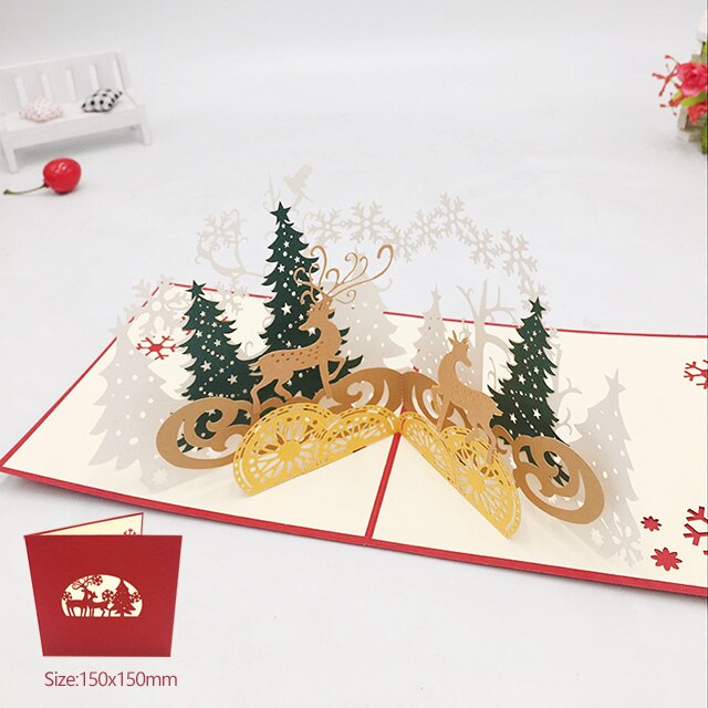 Kerst Kaart 3D Pop Up Kaarten Vrolijk Kerstfeest Winter Wenskaarten Sneeuwvlok: 17