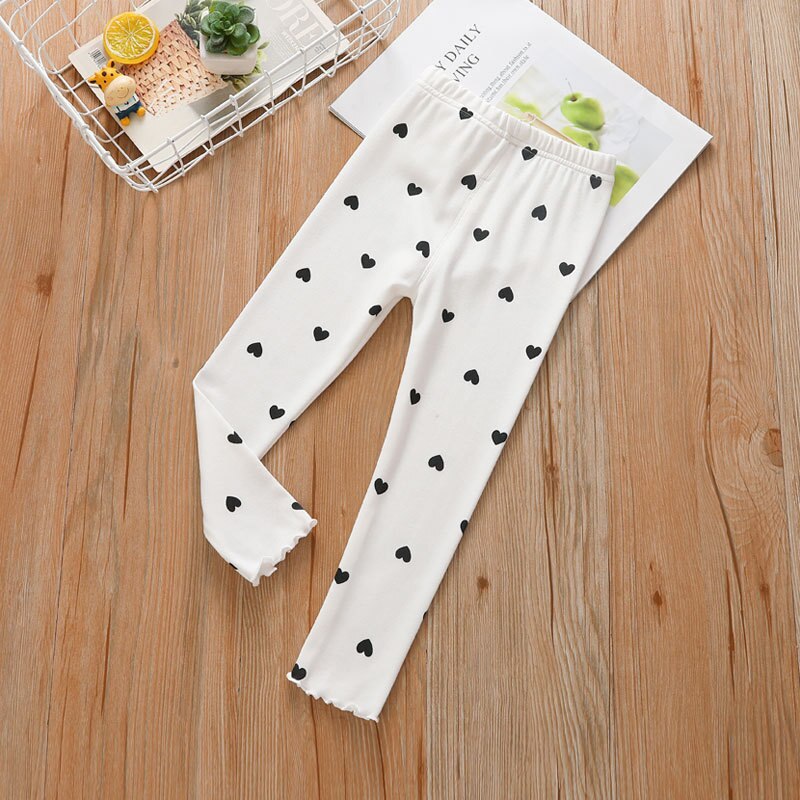 Leggings pour filles, pantalons moulants, imprimés à pois, extensibles, à motifs en coton, vêtements pour enfants, collection printemps et automne: WHITE / 4T