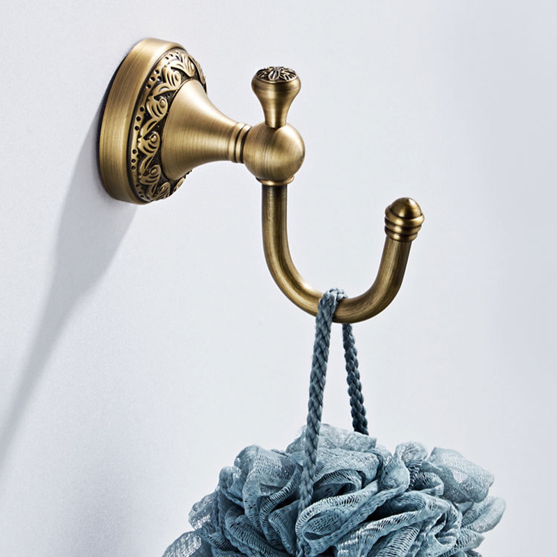 Juego de accesorios de baño antiguos, soporte de papel de latón, accesorios de baño, soporte escovado para inodoro montado en la pared, ganchos para barra de toalla: Blanco