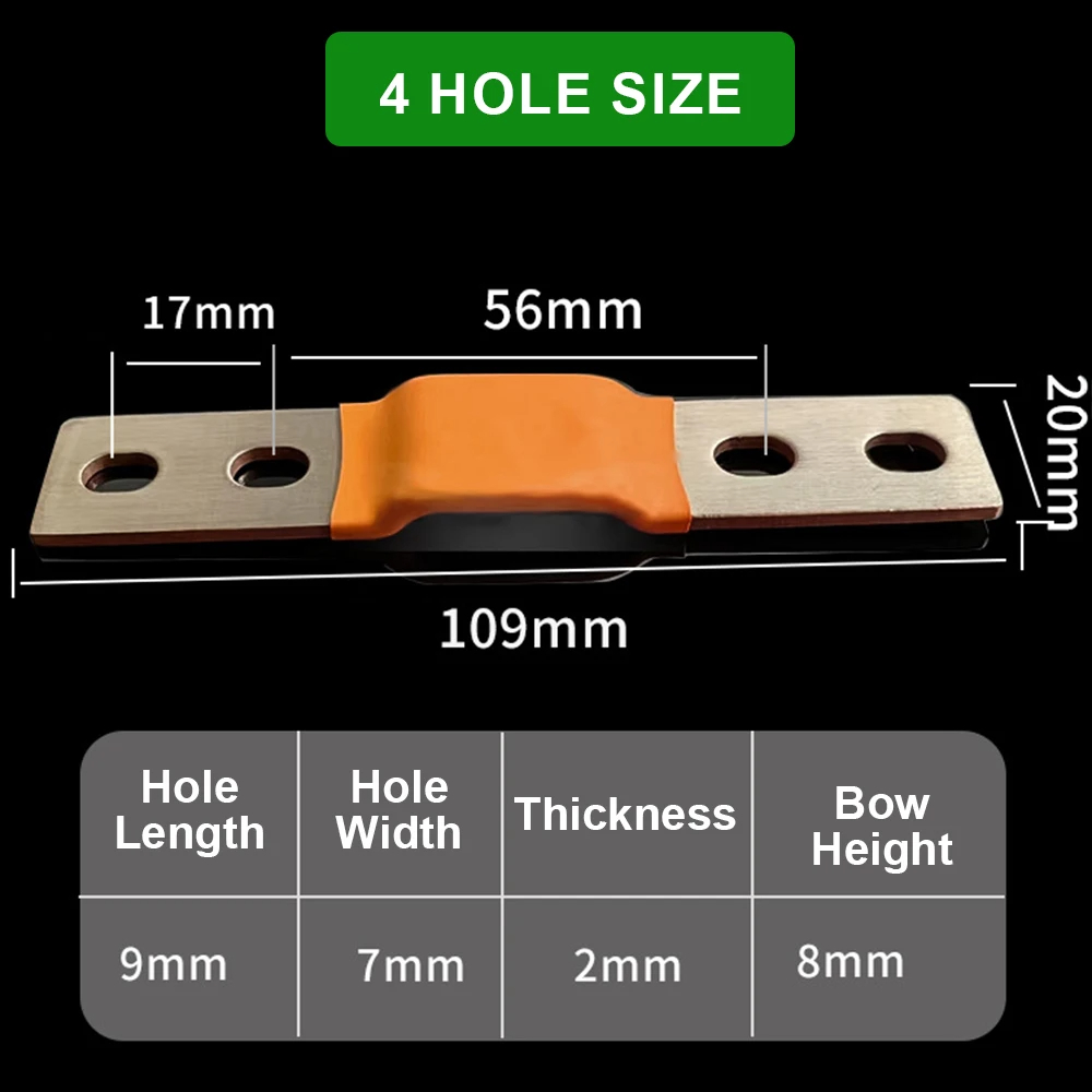 Flexible Bus Bar Flat Copper 2 Hole 4 Hole Busbar 300amp 2mm/3mm 300A for 3.2V 3.7V 280Ah 320Ah Battery Pack Parts