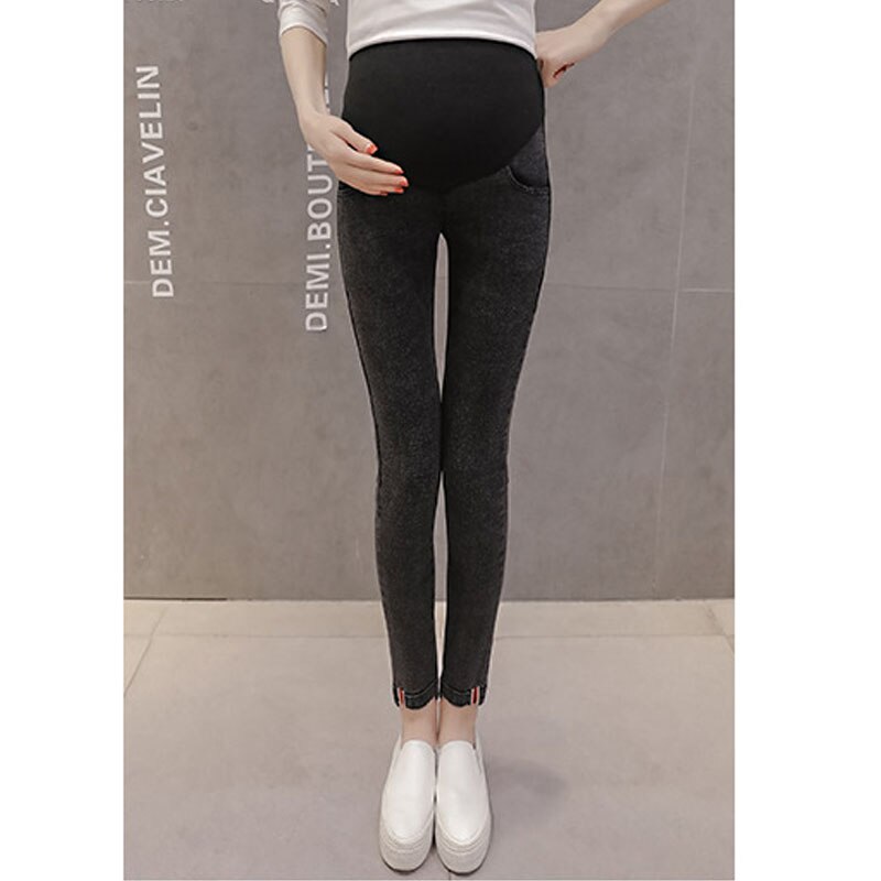 Denim jeans barselbukser til gravide tøj ammende graviditet leggings bukser gravidas jeans barsel tøj: Sort / L