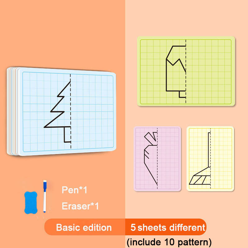Niños enrejado dibujo simétrico gráficos rompecabezas juguetes concentración creativa tren rastreo pintura tarjetas niños material didáctico: Rojo