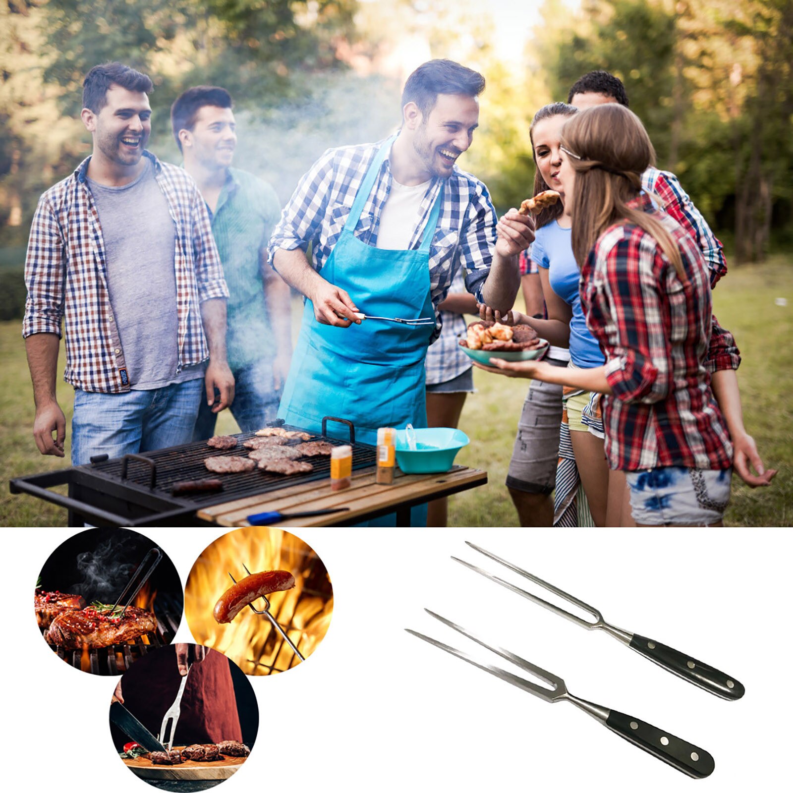 Barbecue Gereedschap Picknick Gereedschap Carving Vork Barbecue Spies Grill Vork Vlees Fruit Vork Camping Carbon Clip Blow Brand Stok C50