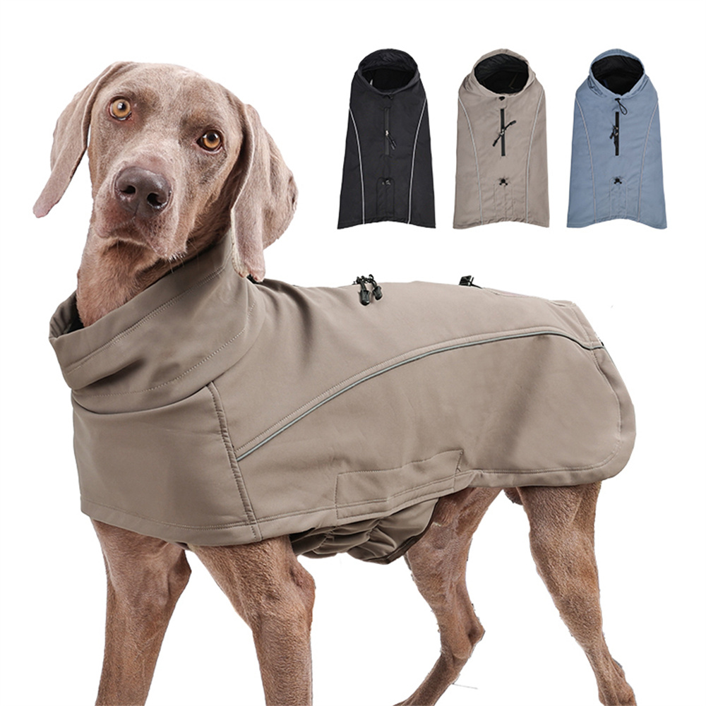 Wasserdichte Jacke für große Hunde, flexibel Brust, Vlies-Futter, Softshell, draussen-Hundejacken, reflektierender Sicherheitsmantel für Haustierkleidung