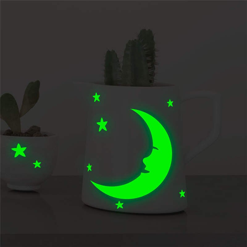 Tofok Luminous Moon Star Wall Stickers Switch Stickers Home Decor Supplies Smiling Face Wall Decals Children Room Decor