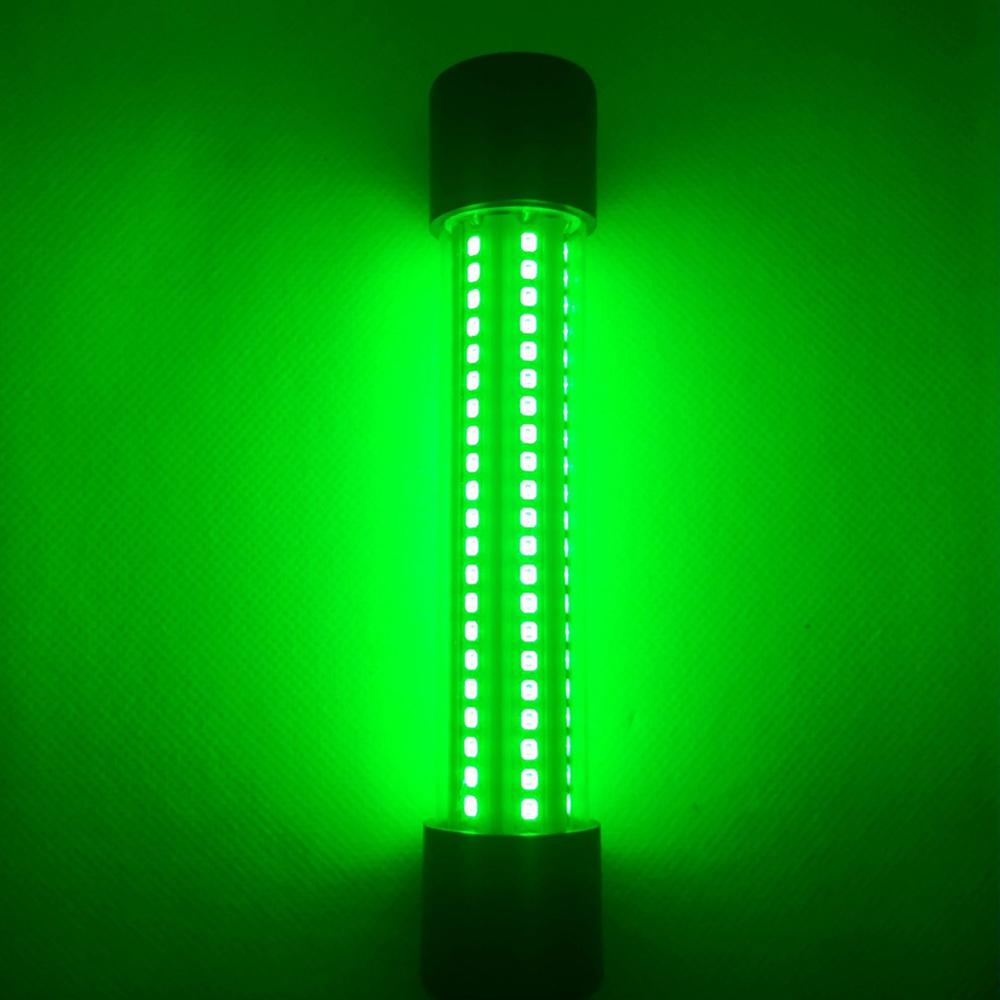 Luz LED sumergible para pesca, buscador de peces bajo el agua, lámpara con bombilla de 1200LM, cable de 5M, accesorios para herramientas de pesca: green