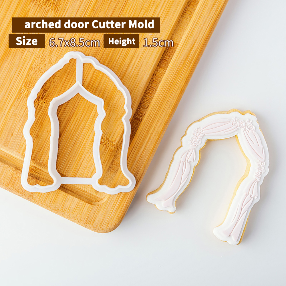 Cortadores de émbolo de galletas de cumpleaños para novio de boda, molde de pastel de Fondant, herramientas de decoración de pasteles de Sugarcraft, sello de galletas: Gris claro