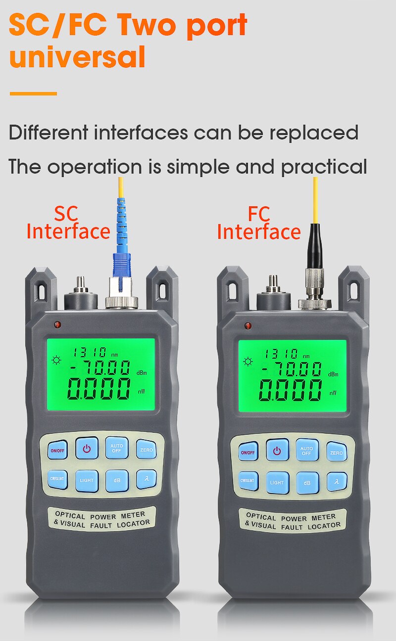 Compteur d'énergie optique de AUA-80A avec le localisateur visuel de défaut appareil de contrôle tout-en-un de fibre optique 5KM 10km 20KM 30km VFL