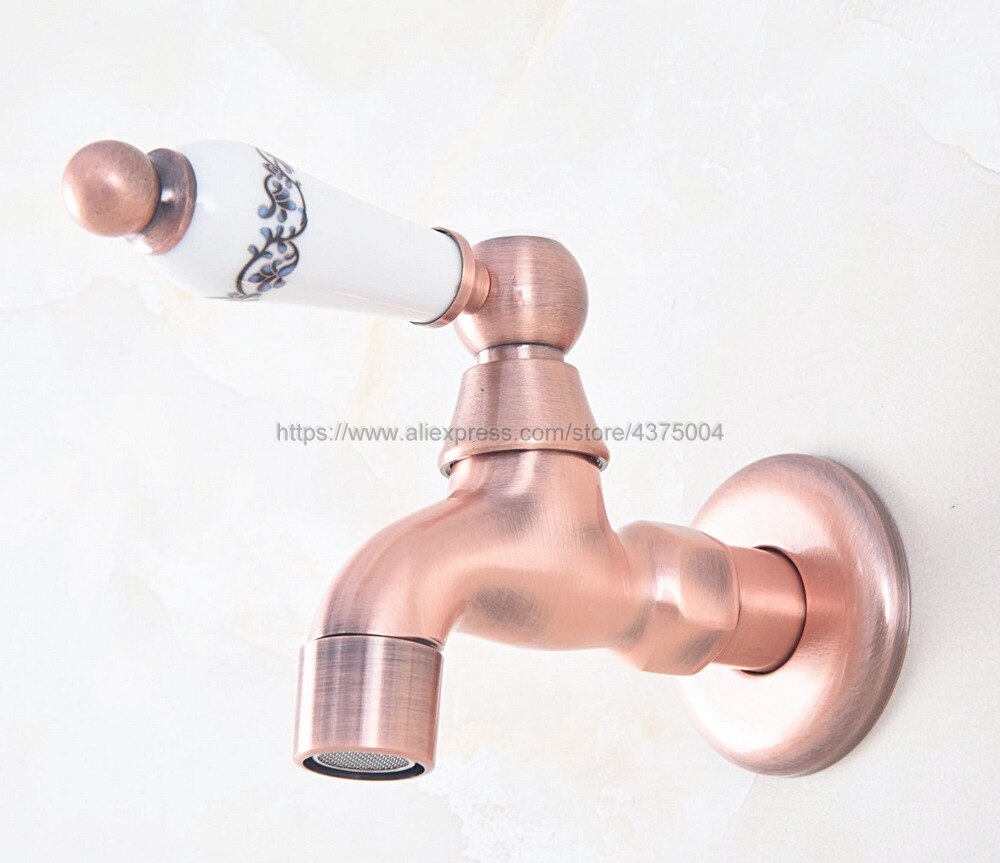 Robinet de piscine mural en cuivre rouge Antique, robinet d'évier pour cuisine salle de bains jardin robinet d'eau froide à poignée unique Nav331