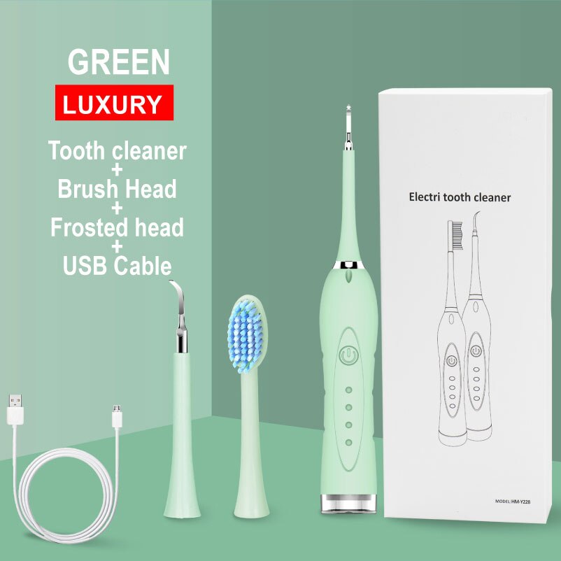 Sonic Dental Scaler Zahn Zahnstein Entferner Ultra sonic Wiederaufladbare Elektrische Zahnbürste Flecken Zahnstein Werkzeug Bleichen Zahn Reiniger: Green 2