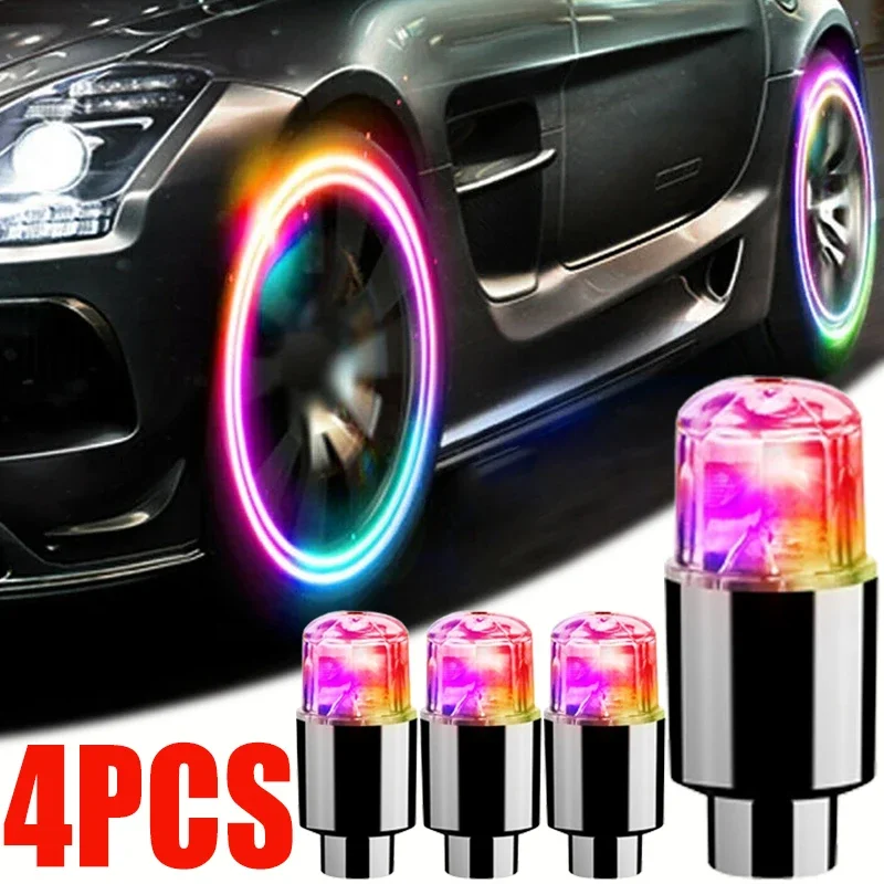 Auto Hub Umgebungslicht Fahrrad LED Reifen Lichter Universal- Auto Neon- Lampe Ventil Abdeckung Lichter Reifen Bunte Blinkende Glühbirne Dekoration