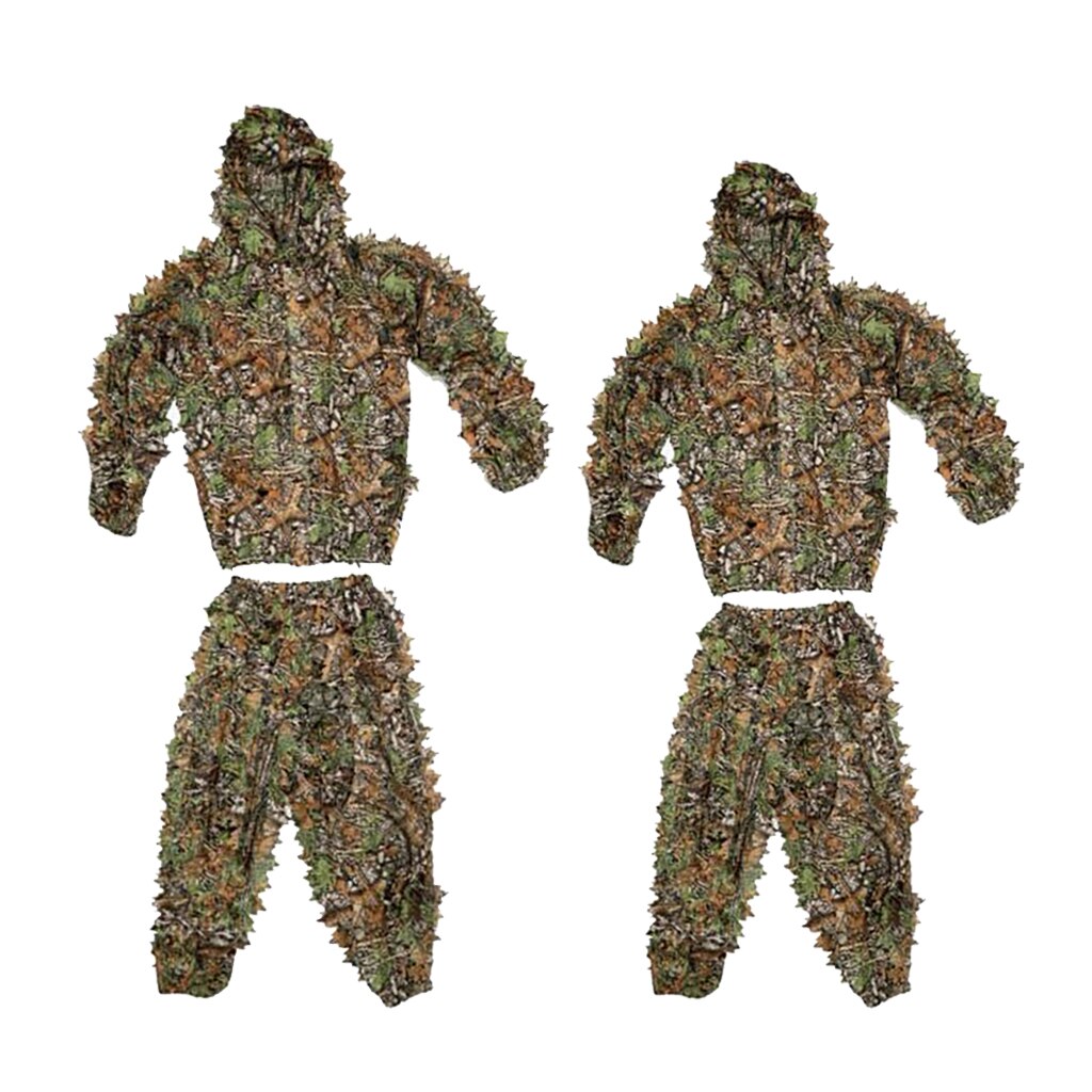 3D Blätter Huntting Tarnung Kleidung Ghillie Anzug Jacke Mit Kapuze Hosen Dschungel