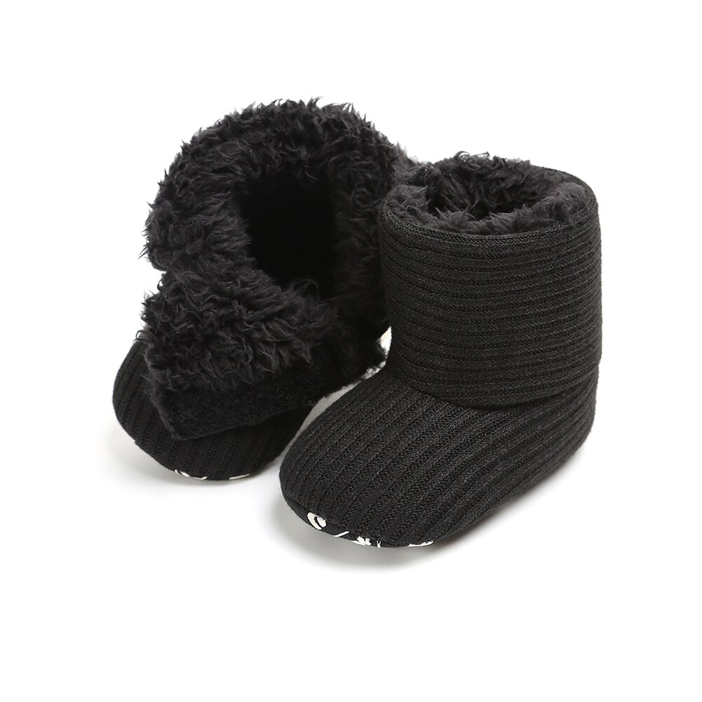 Inverno botas de neve de malha bebê menino menina sola macia sólido primeiro walker pelúcia forrado sapatos de lã 0-18m