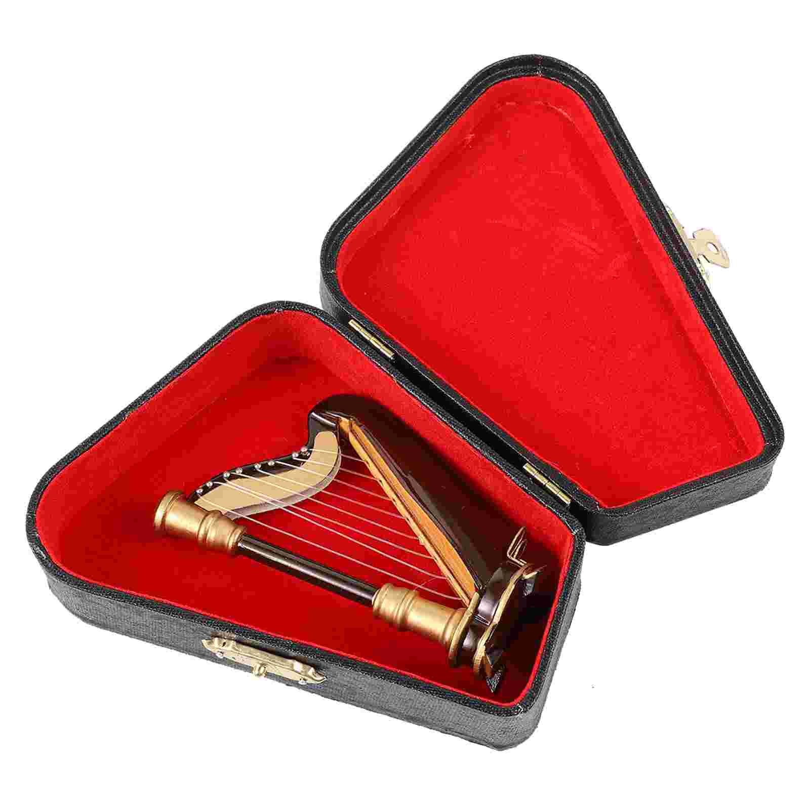 Mini harpe Miniature en bois, modèle d&#39;instrument avec boîte de rangement