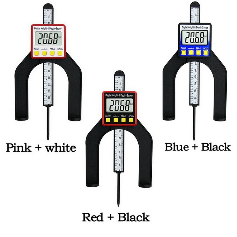 Junejour digital djupmätare lcd höjdmätare kaliper med magnetfötter för routerbord träbearbetningsmätverktyg