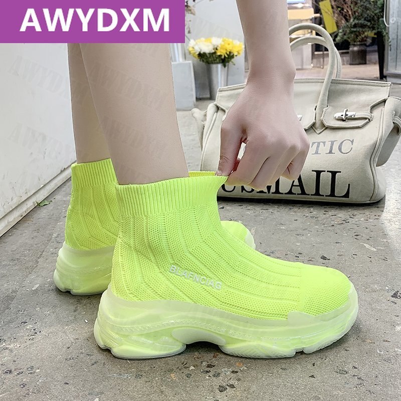 Women Boots Sandal Women Shoes Female Designers Thick Soled Slope with High Heels Sandal Breathable Ladies Shoe: Green / 39