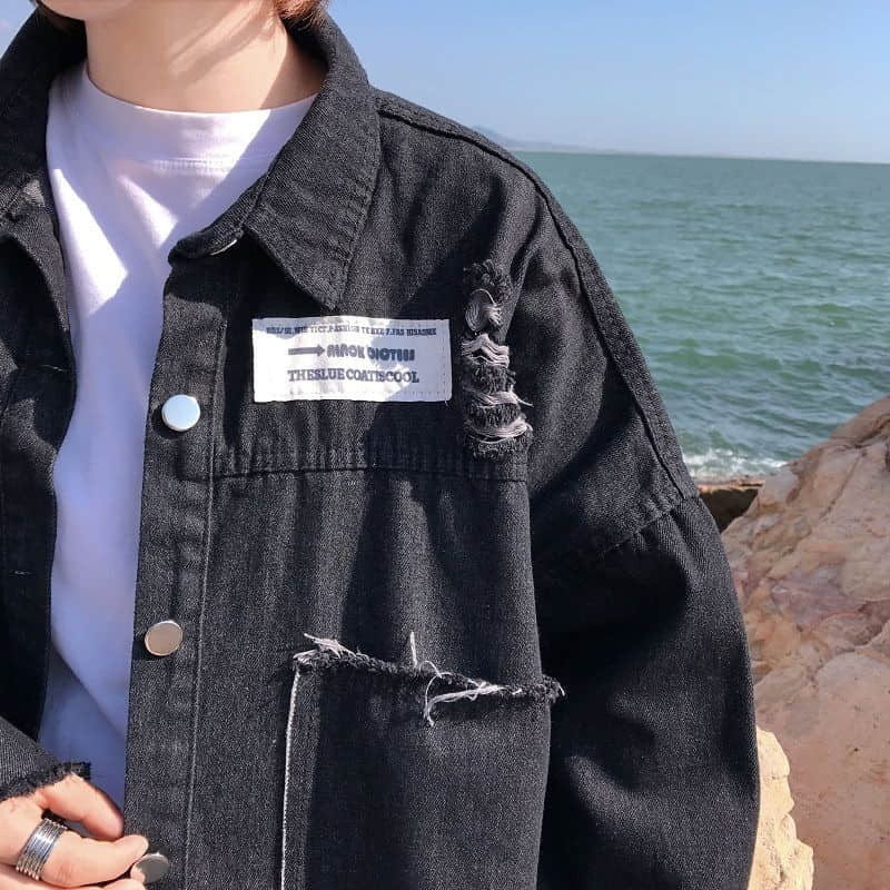 NiceMix Frühling Denim Mantel Frauen Lange Hülse Plus Größe Gedruckt Jean Jacke Loch Freund Stil Streetwear Jacken Mantel